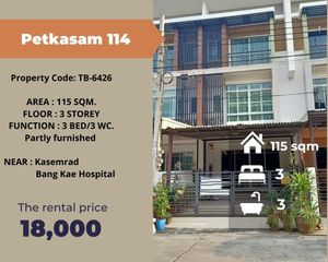 For Rent 3 Beds Townhouse in Nong Khaem, Bangkok, Thailand